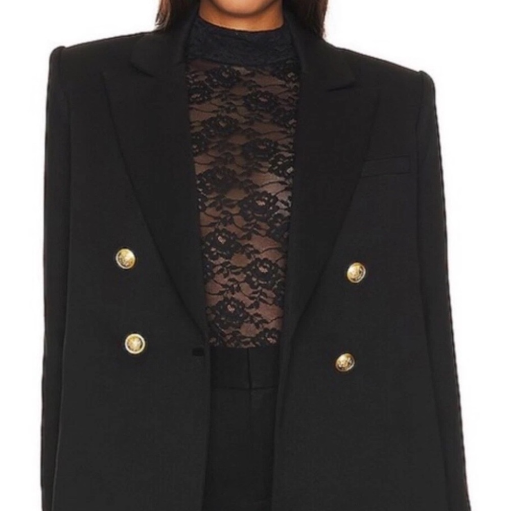 Alice + Olivia Black Blazer with Gold Buttons - Picture 3 of 8